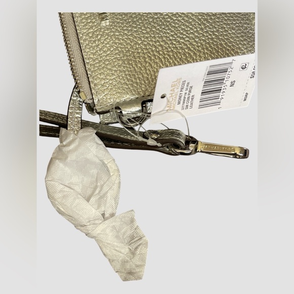 Michael Kors Coin Purse Wallet Wristlet Metallic Silver Money Pieces Pouch NWT - Picture 5 of 8